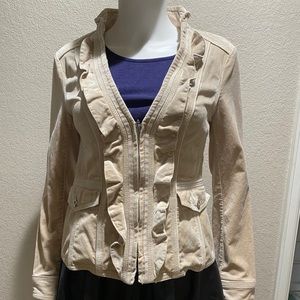 White House Black Market velour blazer Sz 2 cream